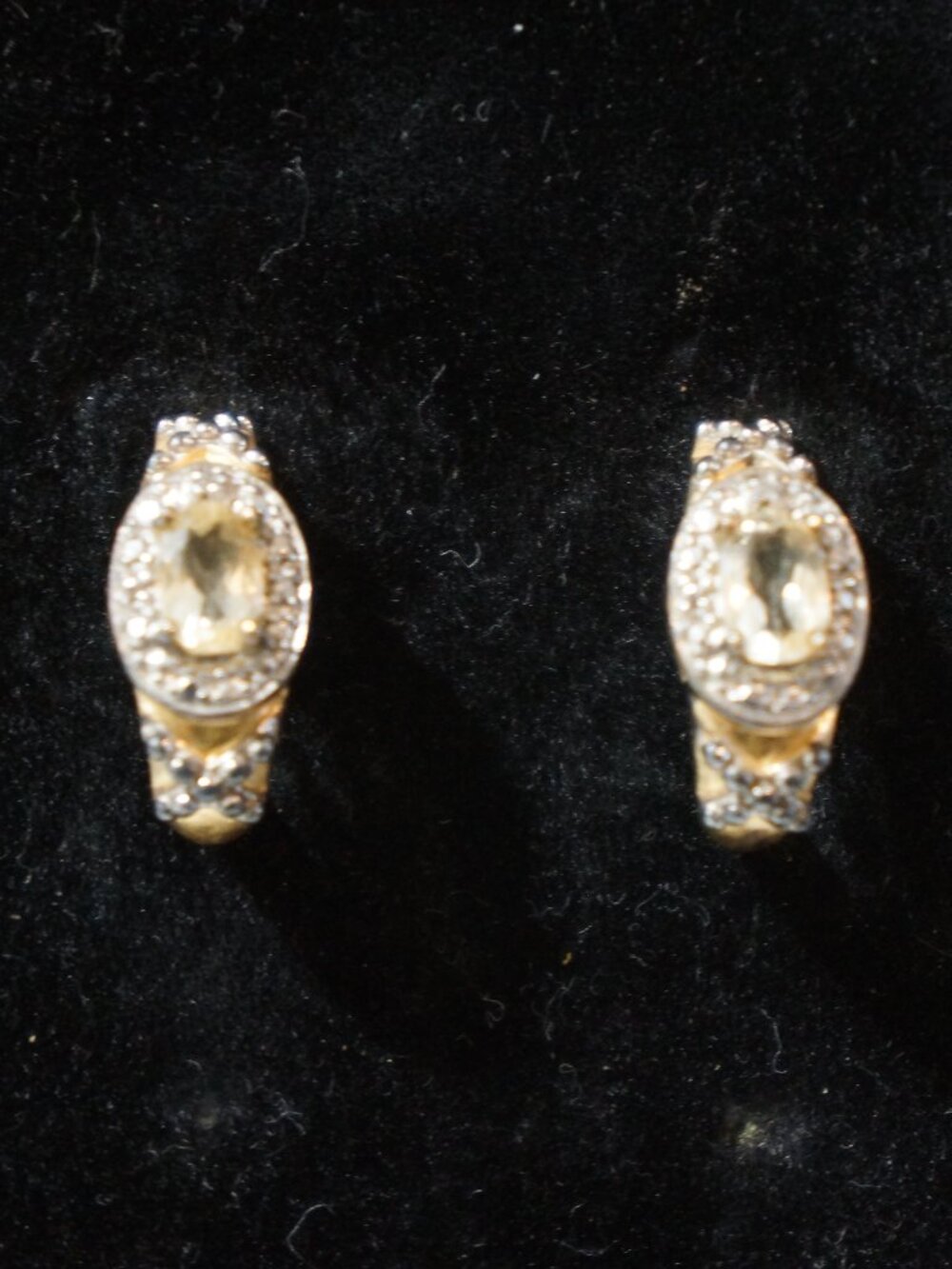 Genuine Citrine 925 Sterling Silver Gold Vermeil Halo Huggie Hoop Earrings